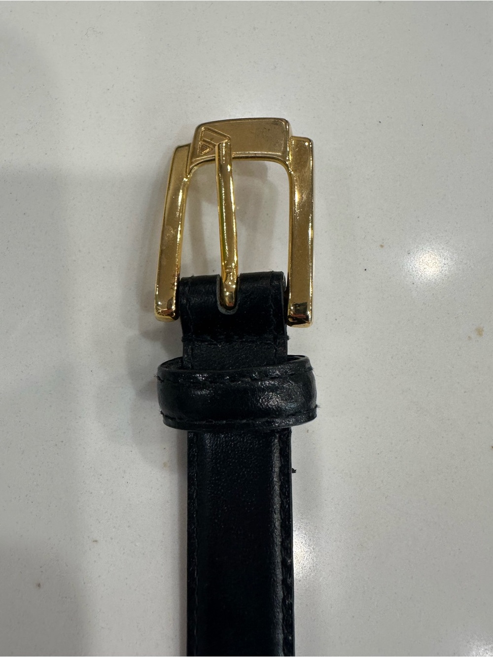 Vintage Liz Claiborne Black Leather Belt Gold Buckle